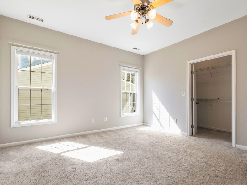 Freshly cleaned carpets in sunny rental home